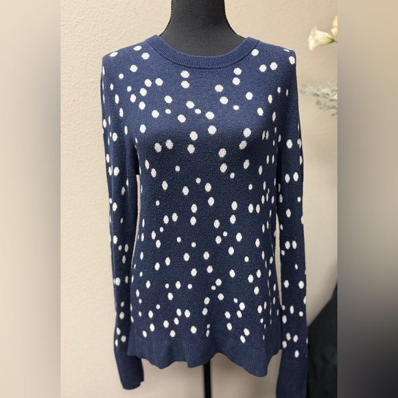A New Day Blue and White Polka Dot Knit Sweater Size L - Picture 2 of 9